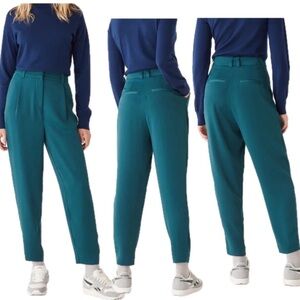 Frank & Oak Amelia vintage balloon fit high rise tapered pants Teal Sz 10 NWOT